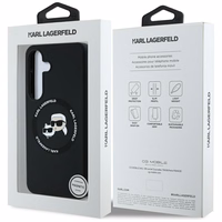 Karl Lagerfeld silikona viedtālruņa apvalks Double Heads un Circle MagSafe Samsung Galaxy S25 melns