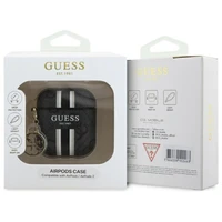 Guess GUA2P4RPSK AirPods 1/2 apvalks melns/melns ar 4G rakstiem un piekariņu