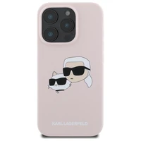 Karl Lagerfeld silikona magnētiskais viedtālruņa apvalks iPhone 16 Pro ar Nauble galvu attēliem - rozā