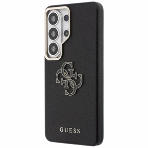 Guess maciņš Grained Big 4G Metal Logo priekš Samsung Galaxy S26 Ultra melns