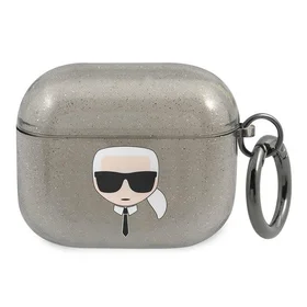 Karl Lagerfeld mirdzošs Karl's Head apvalks AirPods 3 austiņām - melns