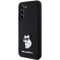 Karl Lagerfeld Silikona Choupette Metal Pin viedtālruņa apvalks Samsung Galaxy S24 - melns