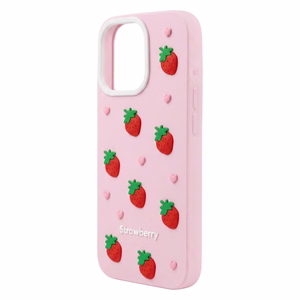 Zemeņu maciņš iPhone 12 / 12 Pro 6,1" rozā