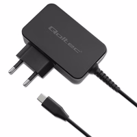 Qoltec 52386 GaN POWER PRO charger | 1xUSB-C | 65W | 5-20V | 3-3.25A | melns