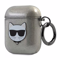 Karl Lagerfeld KLA2UCHGK AirPods 1/2 vāciņš melns/melns Glitter Choupette