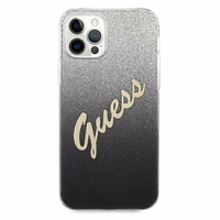 Guess GUHCP12MPCUGLSBK iPhone 12/12 Pro 6.1" melnais kietais vāciņš Glitter Gradient Script