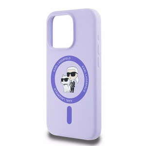 Karl Lagerfeld silikona Karl&Choupette galvu gredzens Magnētiskais viedtālruņa apvalks iPhone 15 Pro - Violets