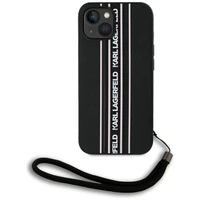 Karl Lagerfeld Saffiano Athleisure Stripes Cord viedtālruņa apvalks iPhone 15 - rozā