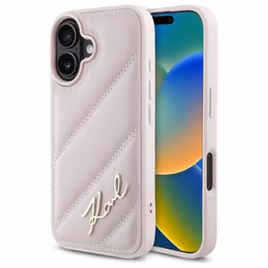 Karl Lagerfeld Stepēts Paraksts iPhone 16 Viedtālruņa Apvalks - Rozā