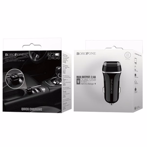 Borofone BZ2 Joyroad automašīnas lādētājs ar 2 USB-A pieslēgvietām, 12 W, melns