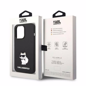 Karl Lagerfeld Silicone Choupette viedtālruņa apvalks iPhone 14 Pro Max - melns
