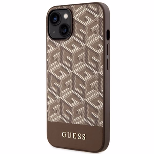 Guess GUHMP14MHGCFSEW iPhone 14 Plus 6.7" brūns/brūns cietais apvalks GCube Stripes MagSafe
