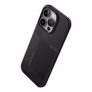 Rock Īpaši plāns Aramīda šķiedras Kevlar 600D viedtālruņa apvalks Iphone 16 Pro Max melns