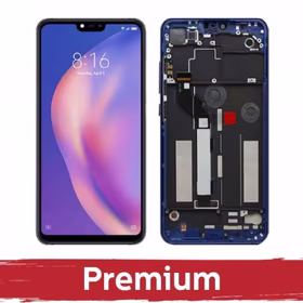 LCD Displejs Saderīgs ar Xiaomi Mi 8 Lite Zils ar Frame OEM