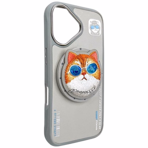 AmazingThing Nimmy Glasses Cool Cat MagSafe apvalks viedtālrunim iPhone 16 – pelēks