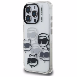 Karl Lagerfeld IML daudzkrāsains K&C galvas raksts apvalks iPhone 16 Pro Max - caurspīdīgs