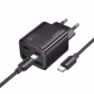 Phone charger Hoco 2 x USB C + 2 x USB A QC3.0 PD 3A 30W + cable USB C to USB C N56 black
