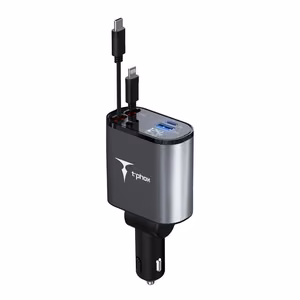 Auto lādētājs T-PHOX Flexit 4in1 86W, pelēks