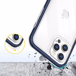  Skaidrs 3in1 vāciņš iPhone 12 Pro Max ar zila rāmi želejas pārklājums