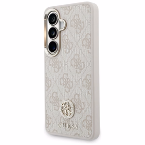 Guess 4G Big Rhinestone Triangle Strap MagSafe maciņš + siksniņa Samsung Galaxy S26 rozā