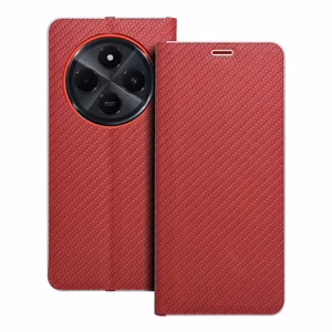 LUNA Book Carbon viedtālruņa apvalks Xiaomi Redmi 14C sarkans