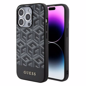 Guess GCube Stripes Magnētiskais viedtālruņa apvalks iPhone 15 Pro Max - melns