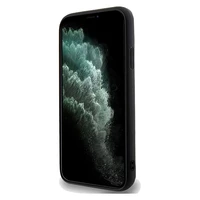 Guess Spīdumi uzraksts metāla viedtālruņa apvalks iPhone 11 / Xr - melns