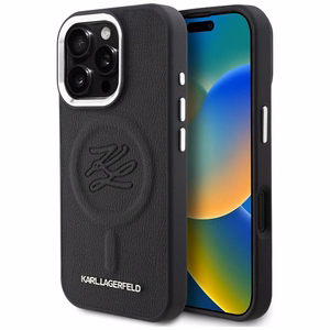 Karl Lagerfeld Initial & Metal Logo MagSafe Case for iPhone 16 Pro - Black