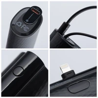 Portatīvais lādētājs Forcell F-Energy Power Plug F5K3 PD 20W 5000 mAh ar iebūvētu savienotāju Lightning melna