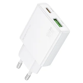 Borofone Lādētājs BN25 Wish (Ultra Thin) - USB + Type-C - PD QC 3.0 30W balts