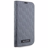 Karl Lagerfeld KLBKP14LSAKLHPG iPhone 14 Pro 6.1" grāmatas apvalks sudraba/sudraba Saffiano Monogram