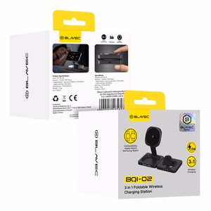 Blavec indukcijas lādētājs BQI-02 Qi 15W magnētiskais Magsafe 3 in 1 Apple/Samsung Watch (BQI02-QIMB) melns