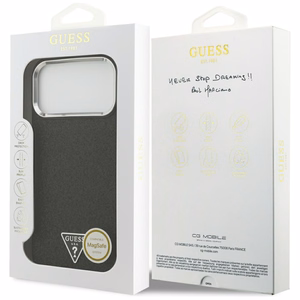 Guess Glitter Triangle Logo MagSafe Чехол для iPhone 17 Pro Max - чёрный