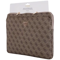 Guess 4G rāvējslēdzēja kabatas apvalks ar trīsstūra logotipu 14" klēpjdatoram - brūns