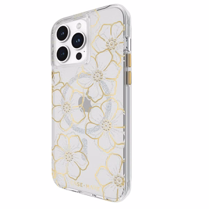 Case-Mate Floral Gems MagSafe vāciņš ierīcei iPhone 15 Pro Max, zelta krāsā