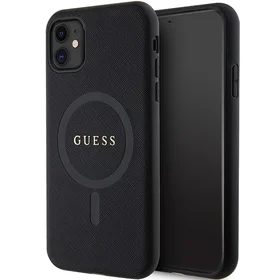 Guess GUHMN61PSAHMCK apvalks iPhone 11 / Xr - melns Saffiano MagSafe
