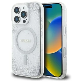 Guess sveķu gradienta mirdzošais magnētiskais apvalks iPhone 16 Pro viedtālrunim – sudrabains