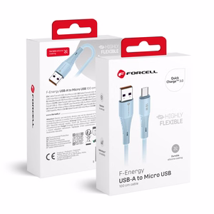 Kabelis FORCELL F-ENERGY C341 USB A uz Micro USB QC3.0 2,4A 18W Silikons 1 m zils (m)