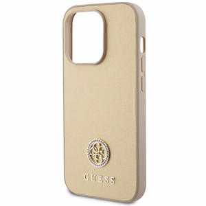 Guess GUHCP15XPS4DGPD iPhone 15 Pro Max 6.7" zelta/zelta cietais apvalks Strass Metāla Logotips