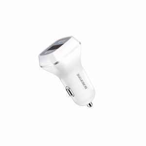 Borofone BZ3 Joyroad automašīnas lādētājs ar 2 USB-A pieslēgvietām, 12 W, ar digitālo displeju, balts