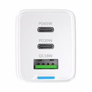 Wozinsky GaN 65W Зарядное устройство USB-A 2xUSB-C с Кабелем USB-C 65W - белый