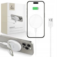 Tech-Protect QI15W-A33 indukcijas lādētājs ar MagSafe un statīvu ar USB-A / USB-C kabeli - balts
