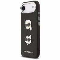 KARL LAGERFELD viedtālruņa apvalks IPHONE 17 Air, ar magnētisko MagSafe, (KLHCP17MPSFDHPOK, FW Grained PU W/ K&C Heads Pins & Logo) melns