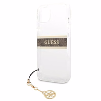 Guess GUHCP13SKB4GBR iPhone 13 mini 5.4" caurspīdīgs cietais apvalks 4G Brūna Siksniņas Šarms