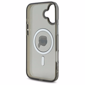 Karl Lagerfeld IML Metal Karl Head Magnētiskais iPhone 16 Plus viedtālruņa apvalks - melns
