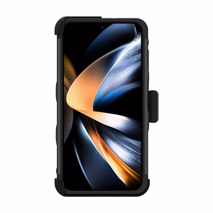 ZIZO BOLT Series bruņota vāciņa komplekts Samsung Galaxy S23+ ar 9H ekrāna stiklu, iebūvētu statīvu un pie jostas stiprināmu turētāju, melns