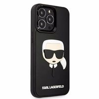 Karl Lagerfeld 3D gumijas Karla galvas apvalks iPhone 13 Pro / iPhone 13 - melns