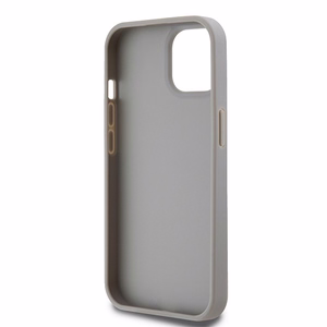 DKNY Ādas mono svītra un metāla logotips viedtālruņa apvalks iPhone 15 Plus / 14 Plus - bēšs