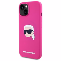 Karl Lagerfeld KLHMP15SSKHPPLF iPhone 15 6.1" fuksijas/fuksijas cietais apvalks Silikona Karl galvas apdruka MagSafe