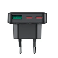 Acefast A100 65W GaN 2 USB-C + USB-A īpaši plāns lādētājs - melns